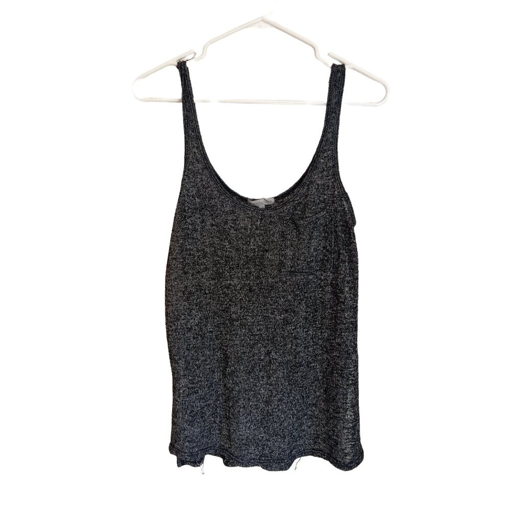 Charlotte Russe Womens Black Heathered Knit Tank Top With Scoop Neck & Pocket Si